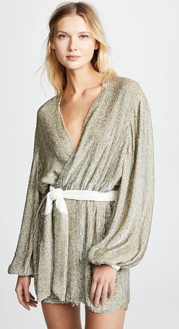 Retrofete gold sequins mini wrap dress