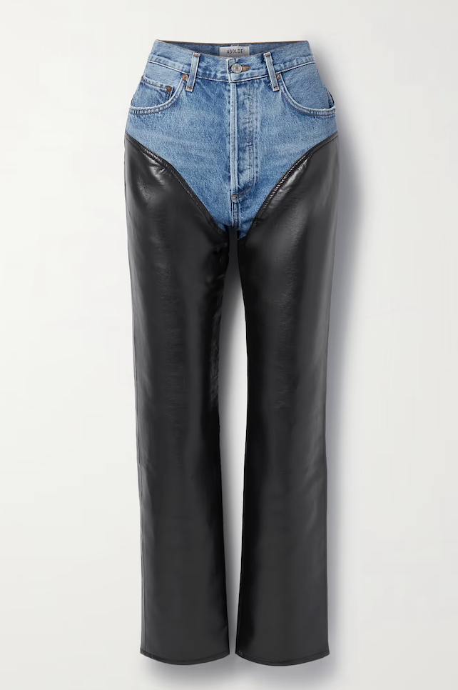 Agolde Straight Leg Leather/Denim