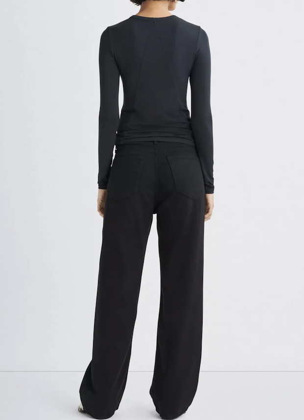 RAG & BONE BLACK LOGAN WIDE-LEG JEANS