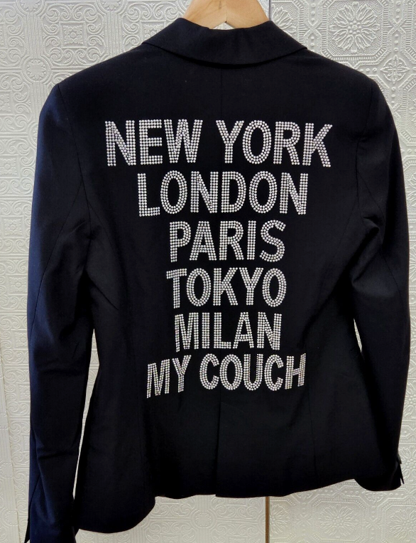 HIPCHICK COUTURE "NEWYORK, MILAN, PARIS, TORONTO, MY COUCH" Blazer