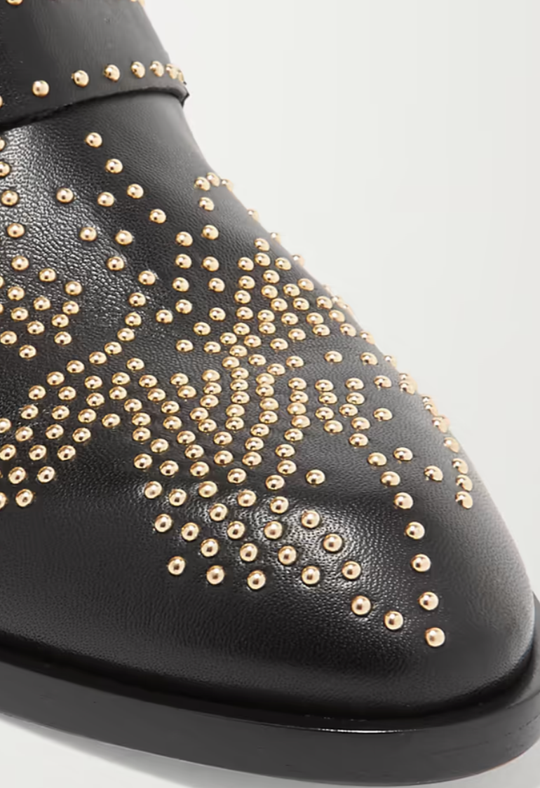 CHLOE black/gold studded boots