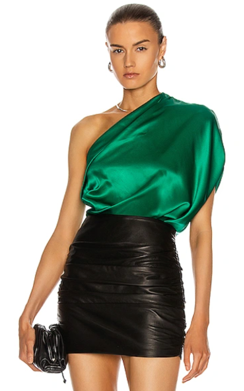 MICHELLE MASON one shoulder 100% silk top
