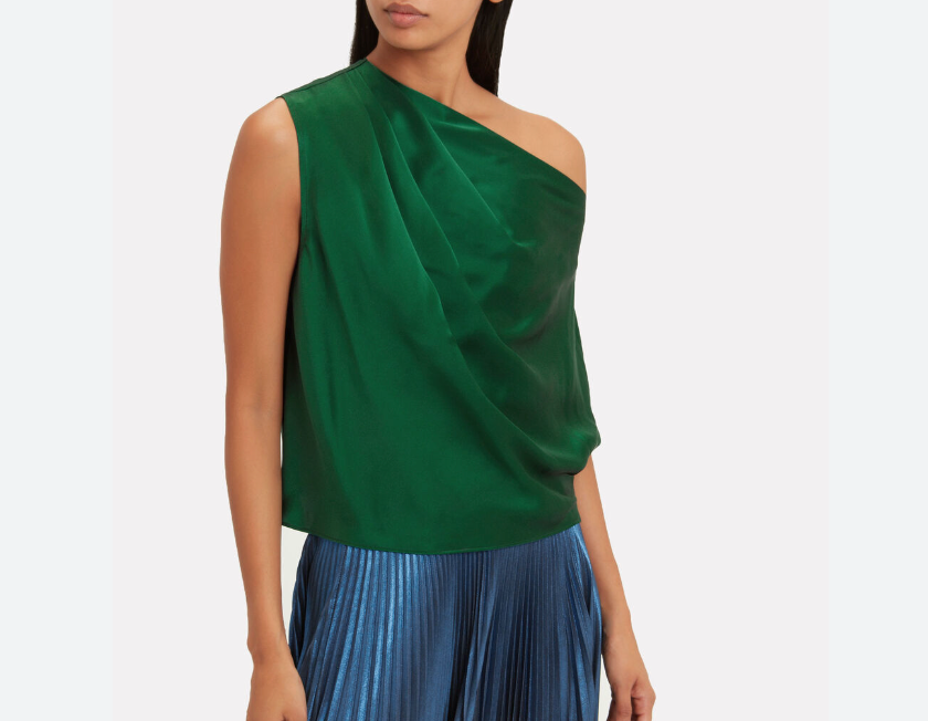 MICHELLE MASON one shoulder 100% silk top