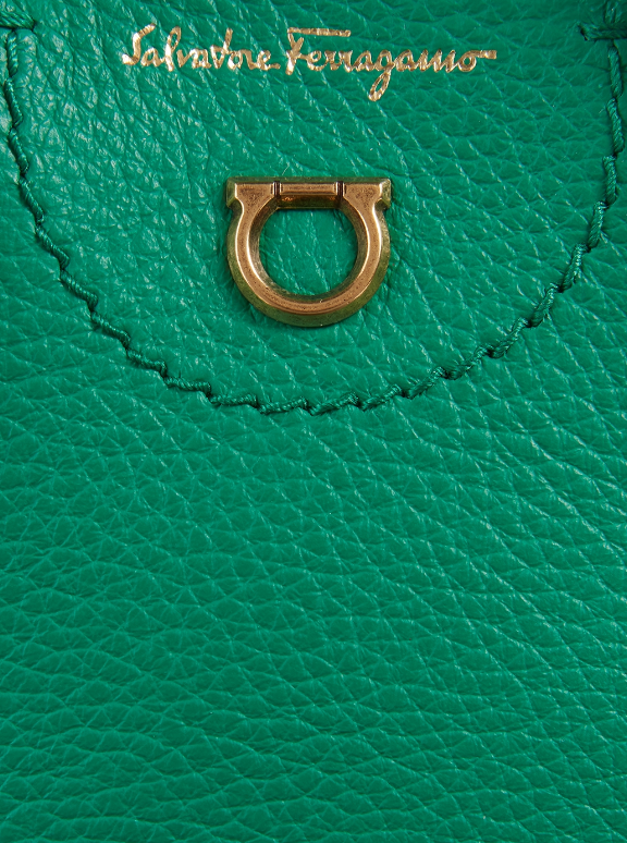 SALVATORE FERRAGAMO gancini mini bag in emerald green with dustbag
