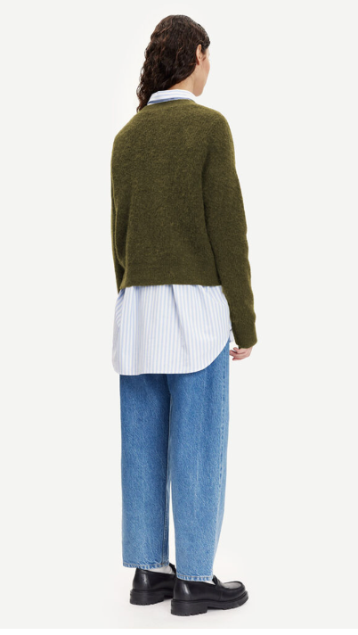 SAMSOE SAMSOE dark olive wool cardi