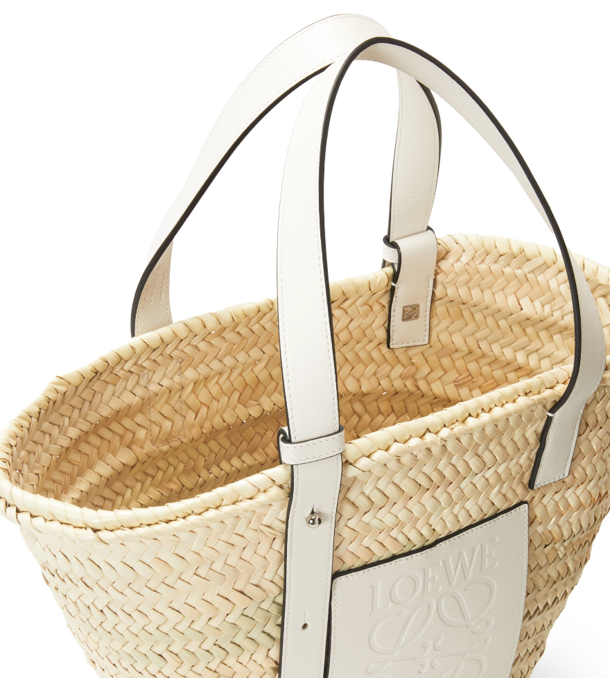 Pre-loved LOEWE basket bag in palm leaf and calfskin