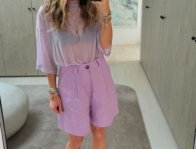 NAME NWT purple mesh top