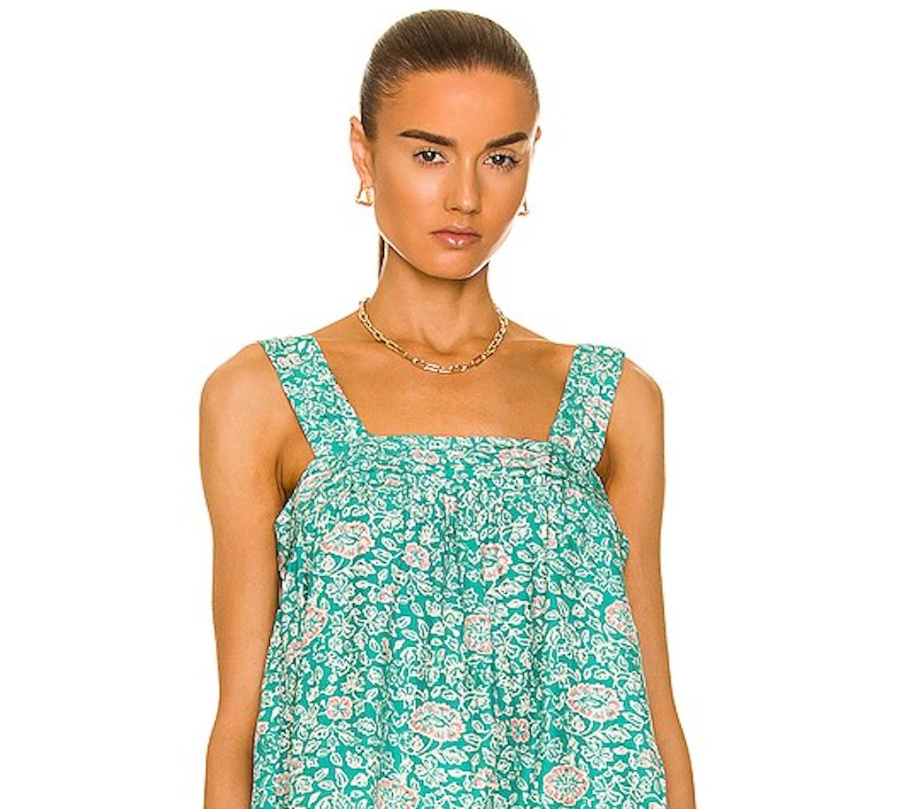 NATALIE MARTIN aqua green/pink maxi dress
