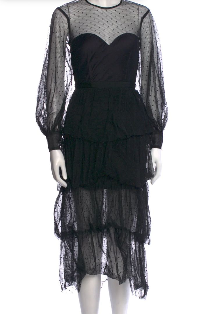 ALICE MCCALL BLACK MYSTERIA POLKA-DOT MIDI DRESS