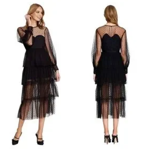 ALICE MCCALL BLACK MYSTERIA POLKA-DOT MIDI DRESS