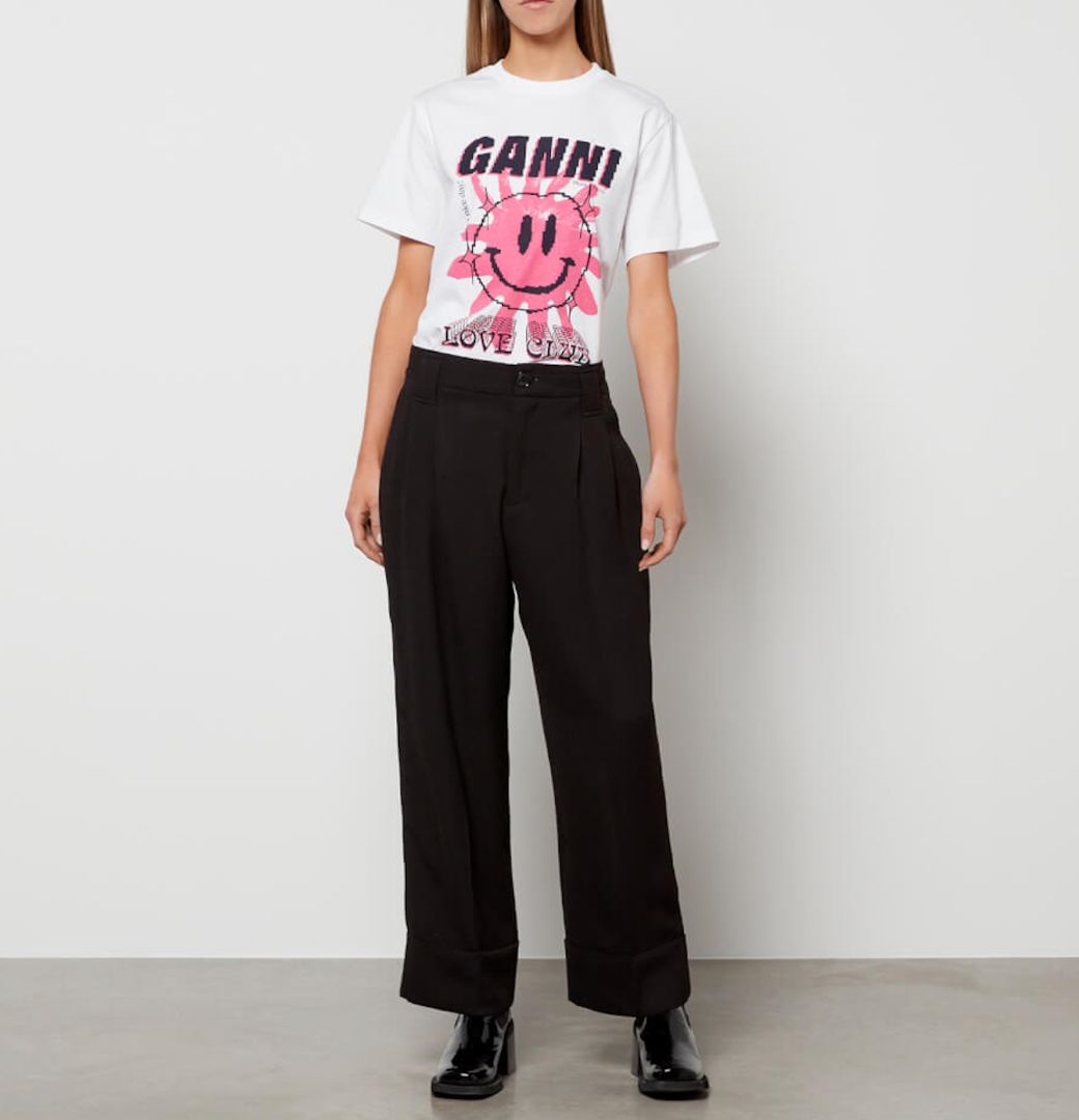 GANNI pink smile loveclub t-shirt