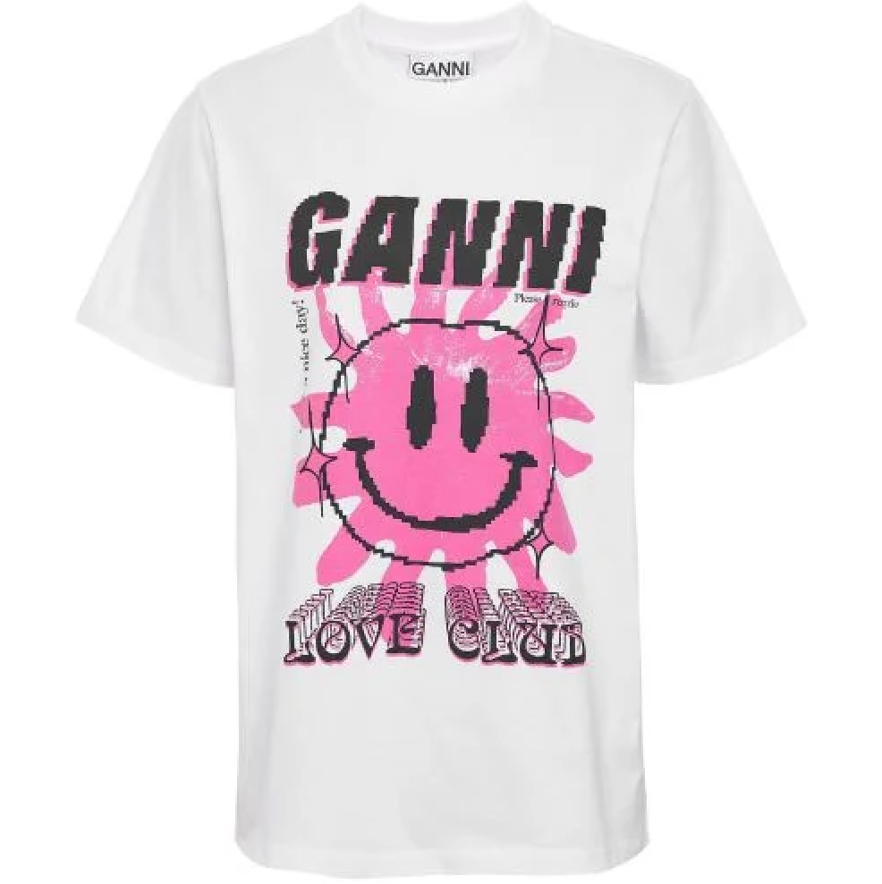 GANNI pink smile loveclub t-shirt