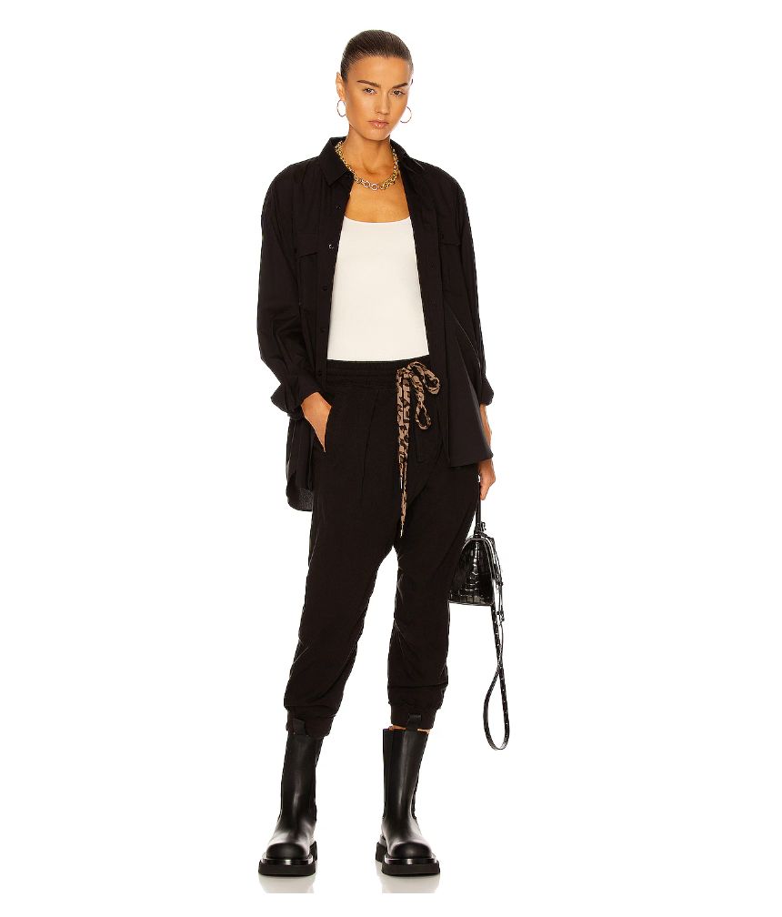 R13 Black Harem Sweatpant w/ Animal Print Jaw Strings