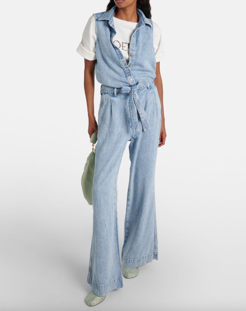 7 FOR ALL MANKIND sleeveless denim belted jumpsuit