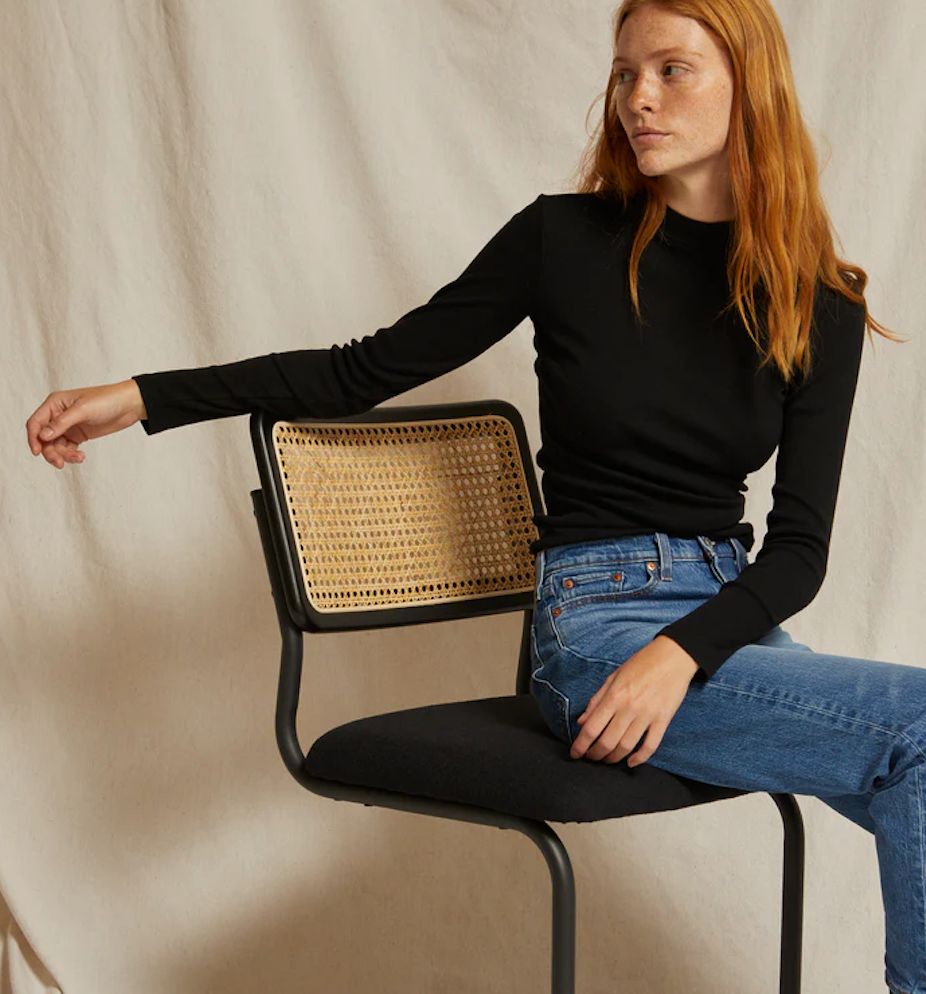 PERFECTWHITETEE black mock neck longsleeve (lauryn top)