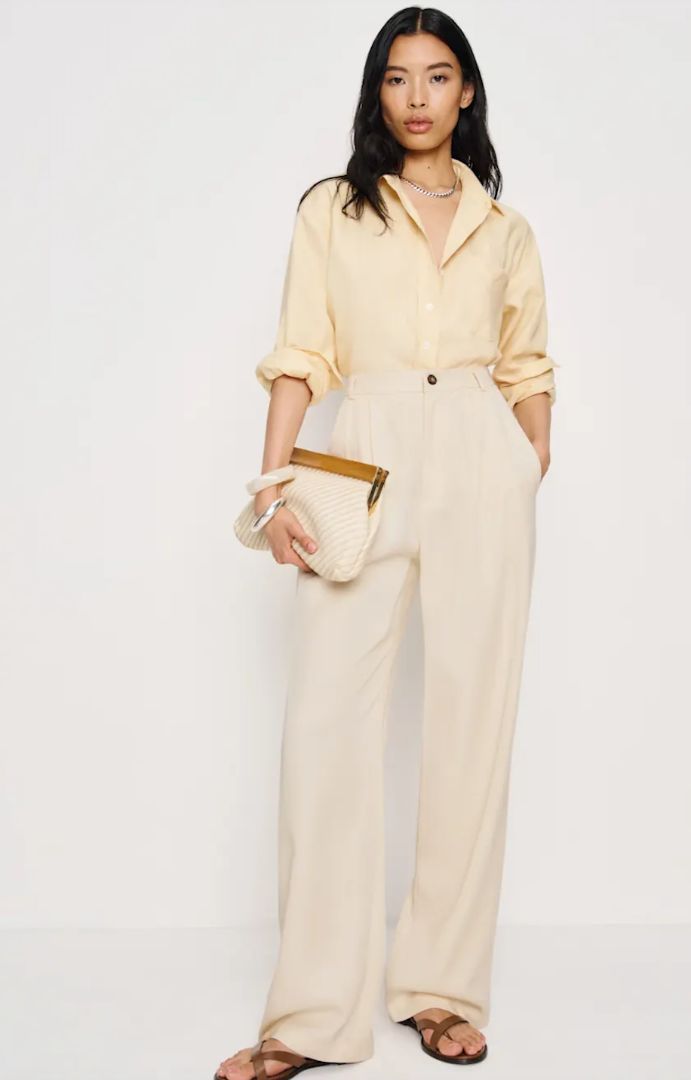 REFORMATION NWT mason cropped linen pants in oatmeal