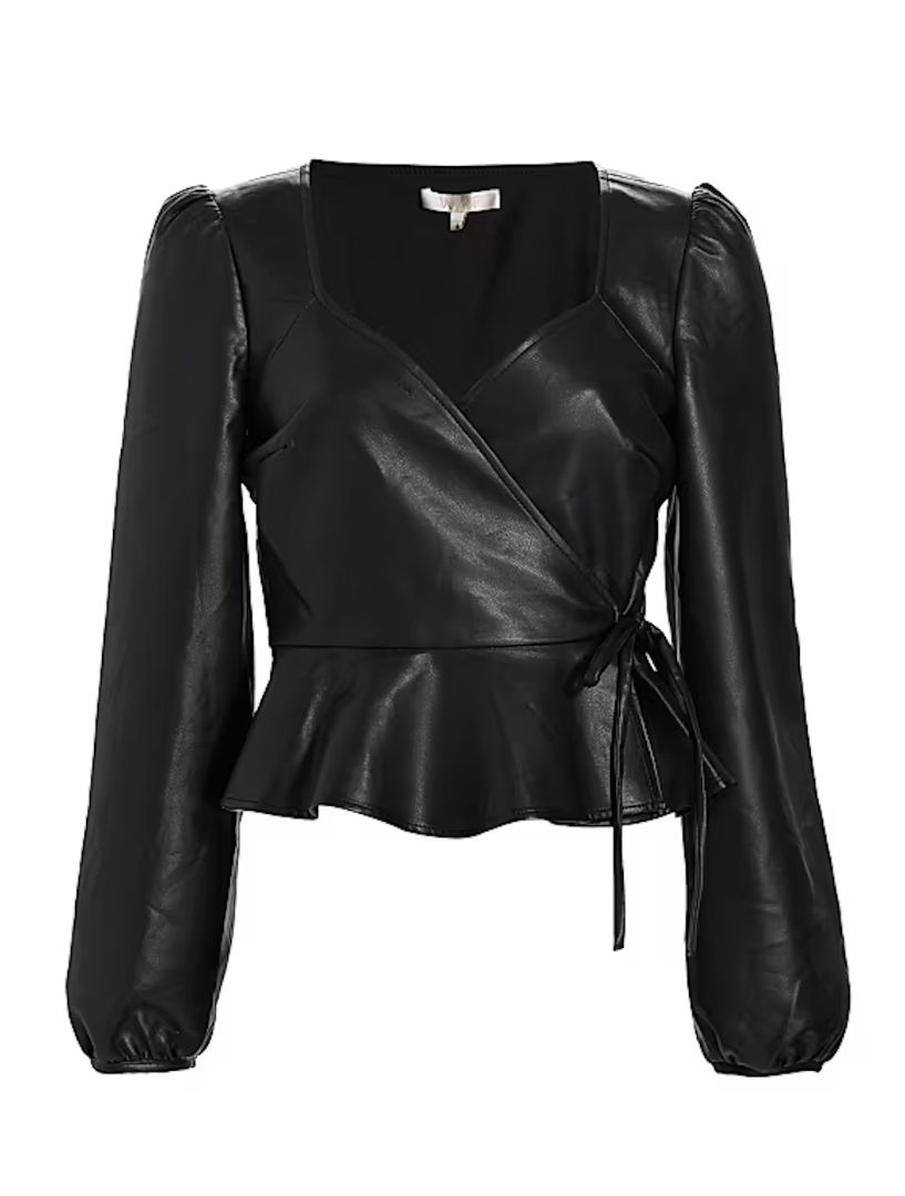 WAYF vegan leather wrap top