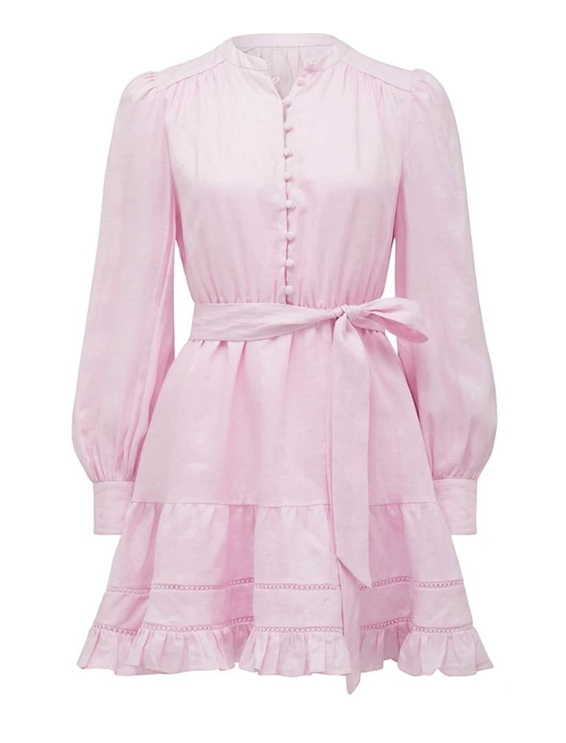 EVER NEW Lana button up linen skater mini