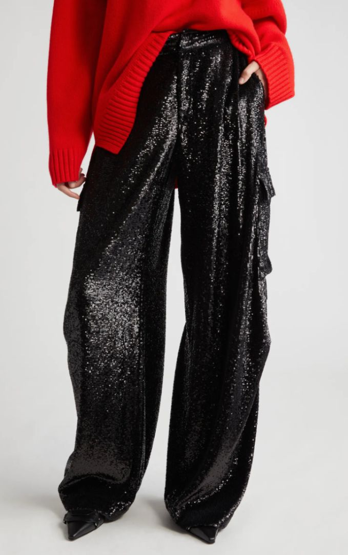 A.L.C. black sequin cargo pants