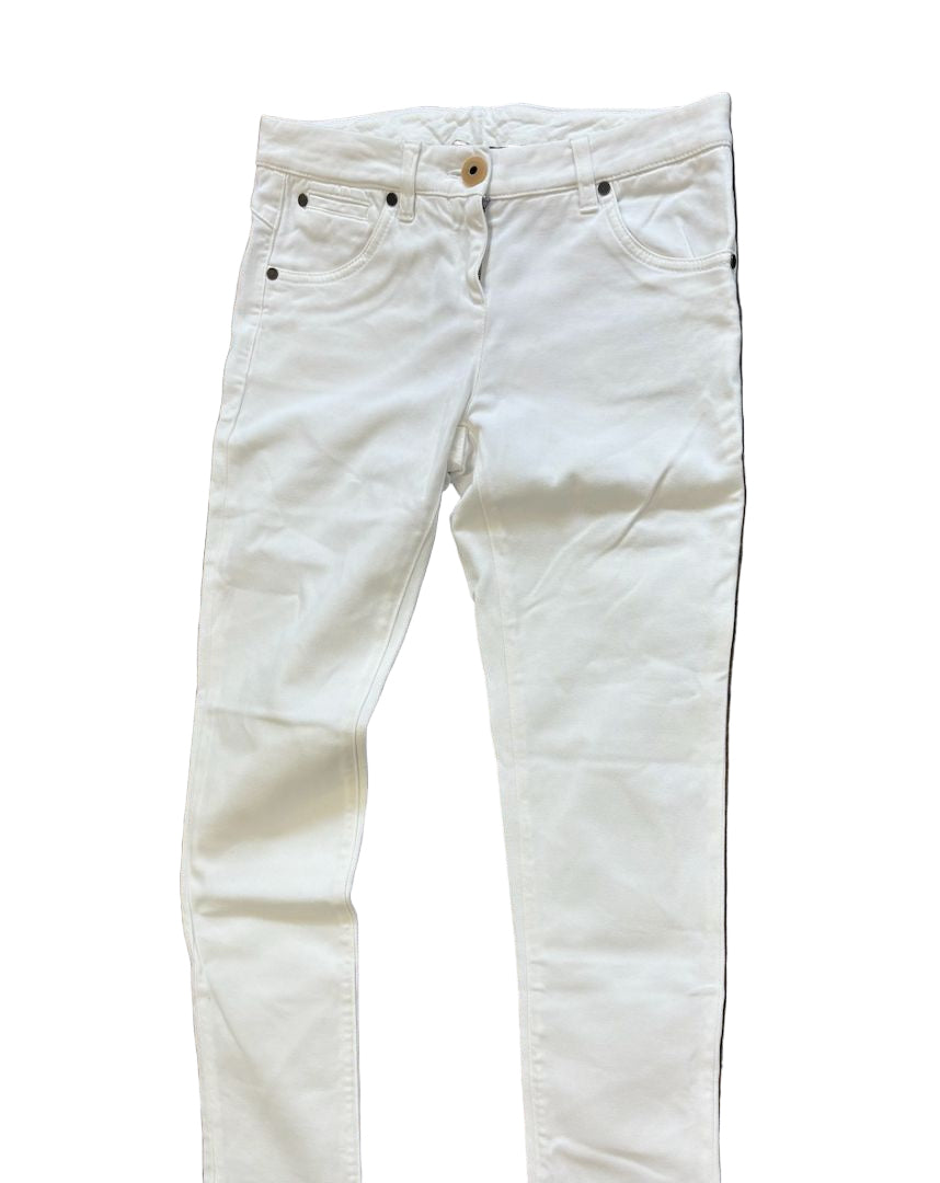 BRUNELLO CUCINELLI white jeans with brown button