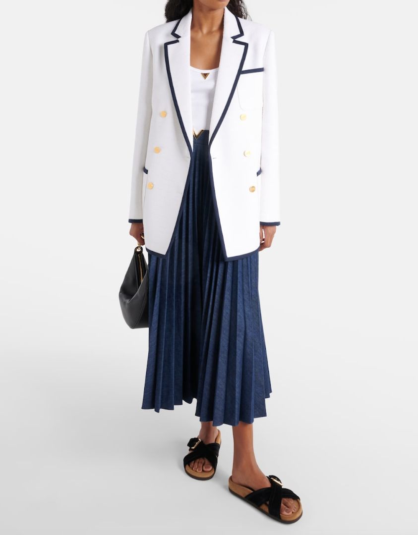 Valentino Garavani Buckled Velvet Slides in Black