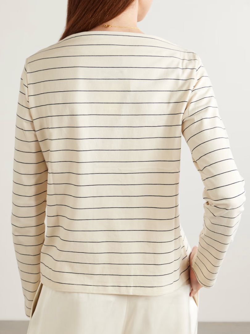 LESET cream long sleeve with thin black stripes