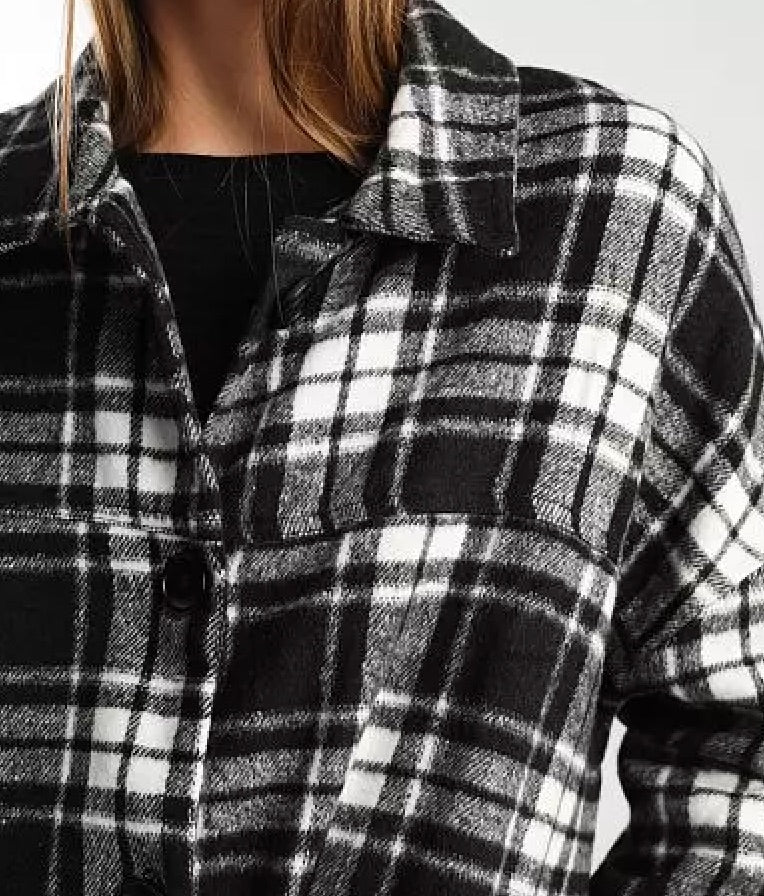 HYFVE midi length jacket, black and white plaid