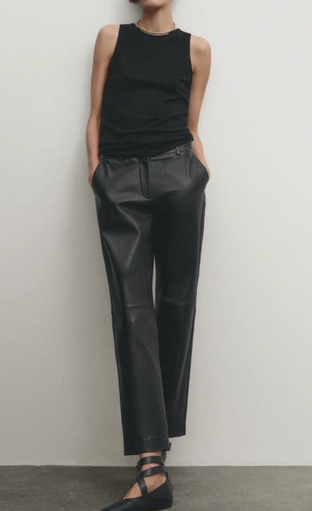 MASSIMO DUTTI black leather pants