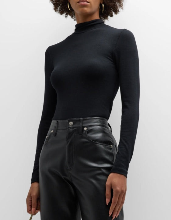 FRAME black stretchy ribbed turtleneck longsleeve