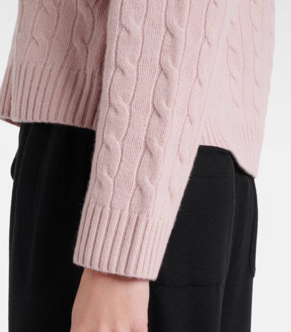 LESET pink cable knit wool blend sweater