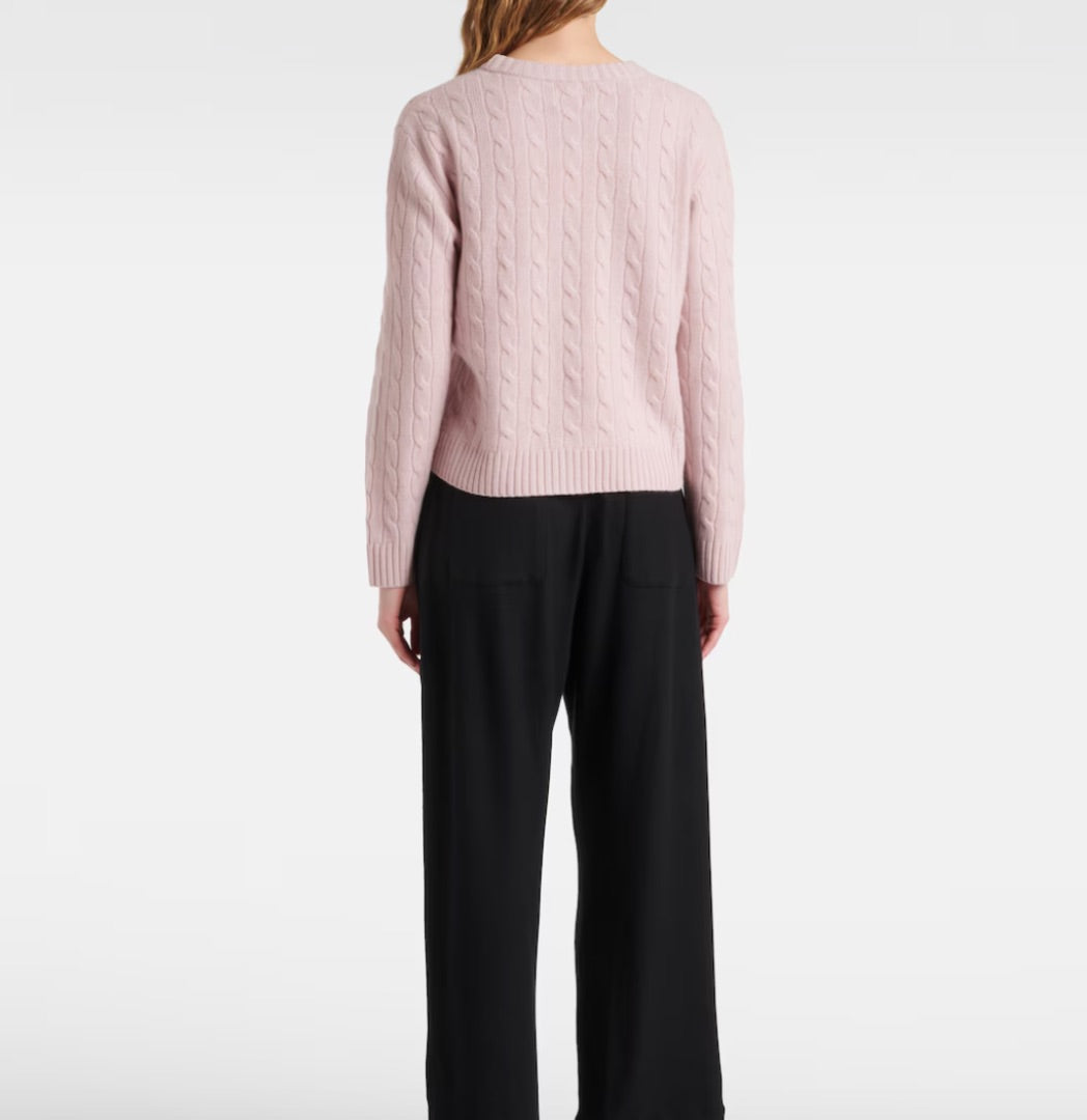 LESET pink cable knit wool blend sweater