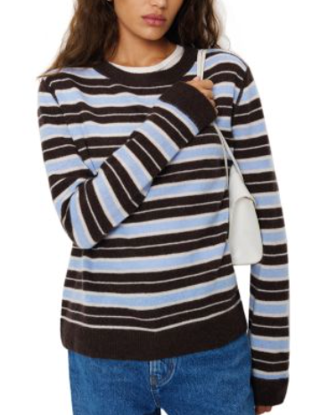 REFORMATION cashmere blue and brown striped sweater