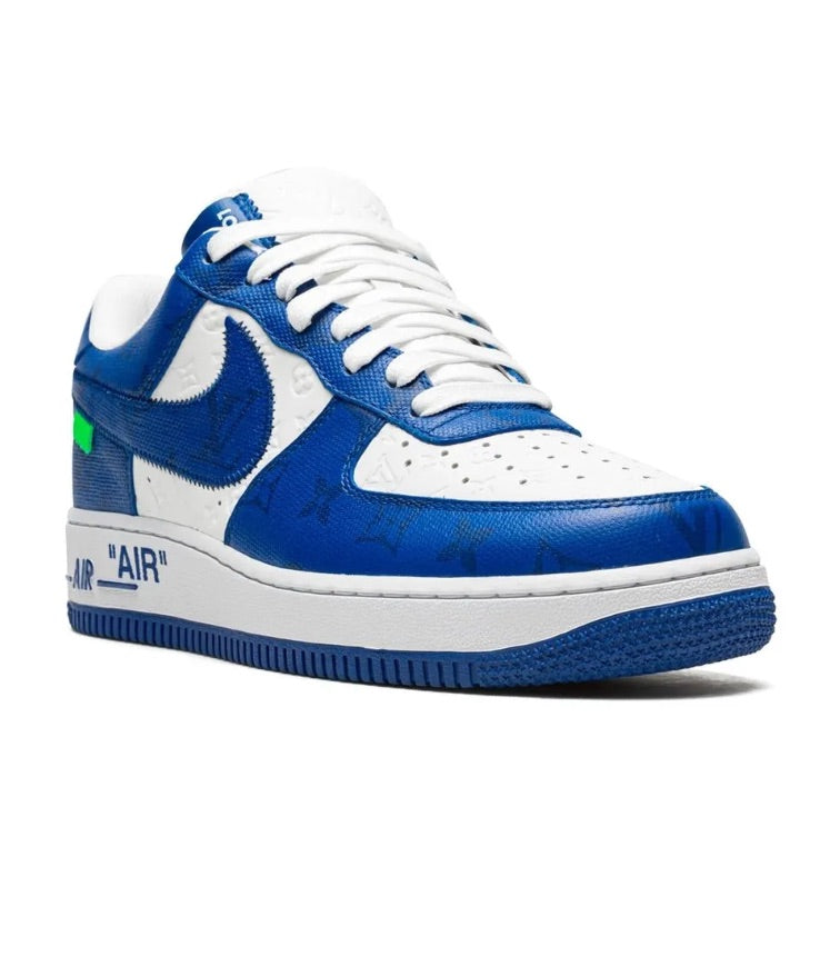 LOUIS VUITTON X NIKE AIR virigl blue and white sneakers
