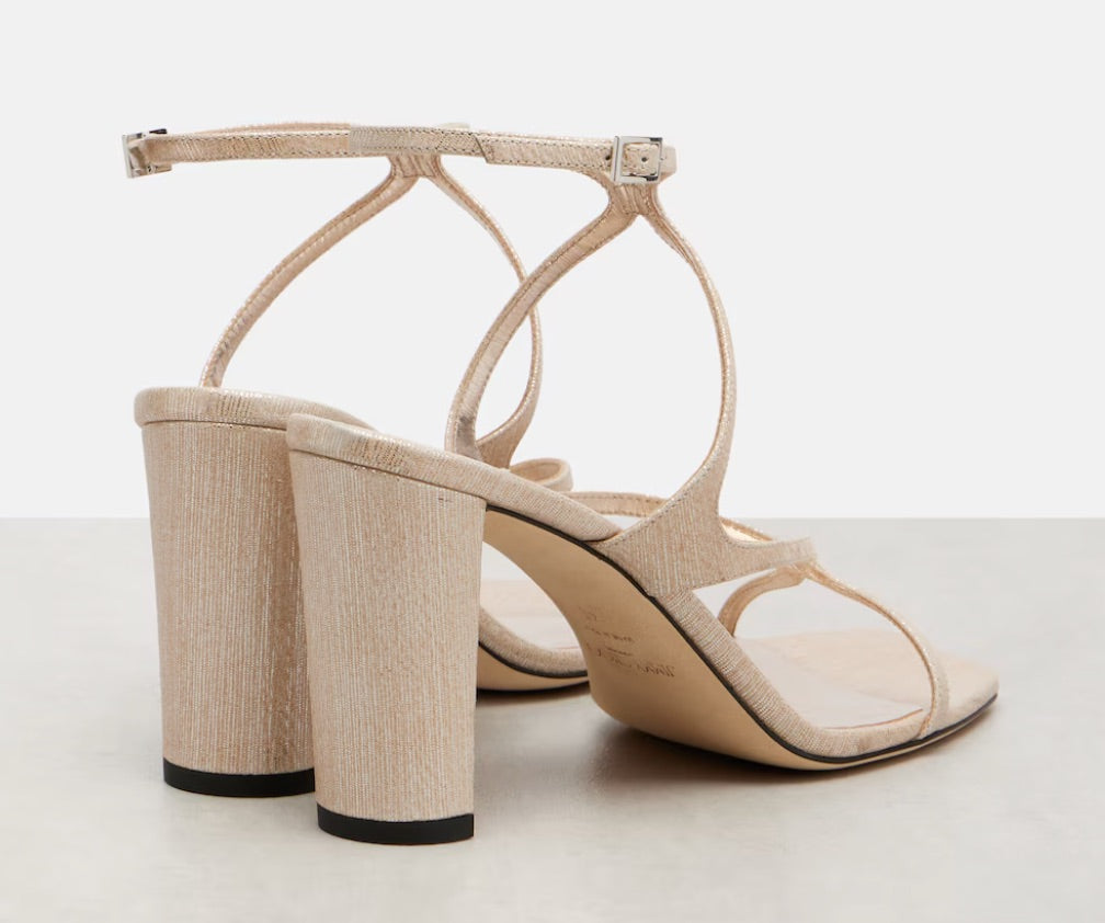 JIMMY CHOO azia 85 strappy sandal in beige mettalic