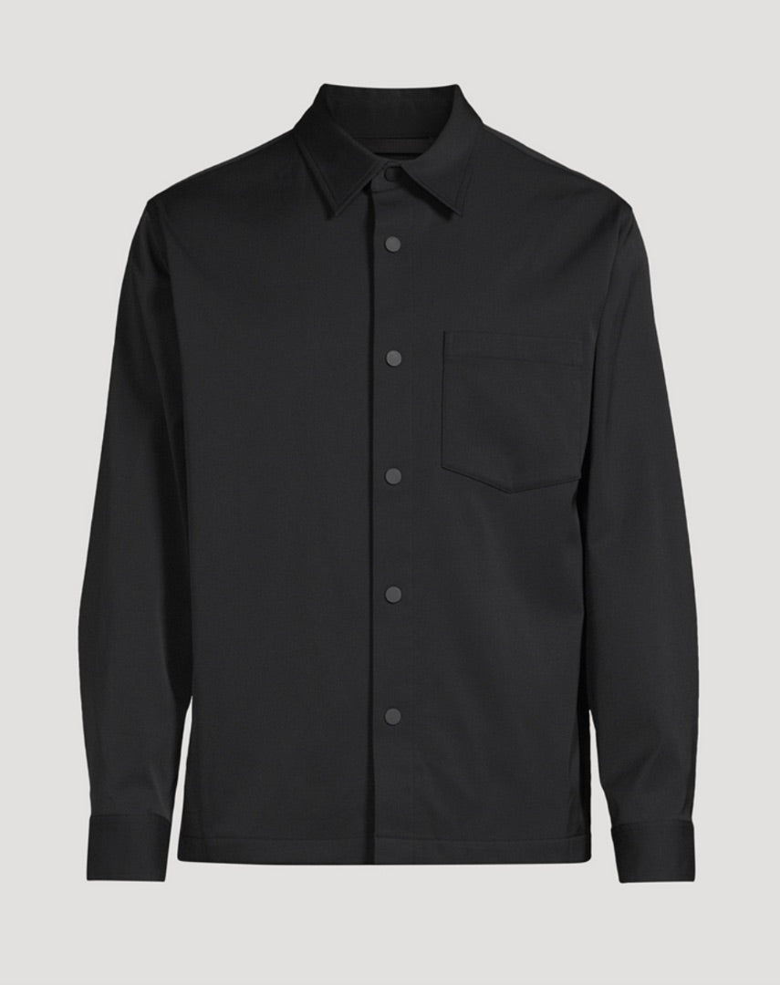 THEORY black button up nylon shirt/jacket, NWT neoteric snap overshirt