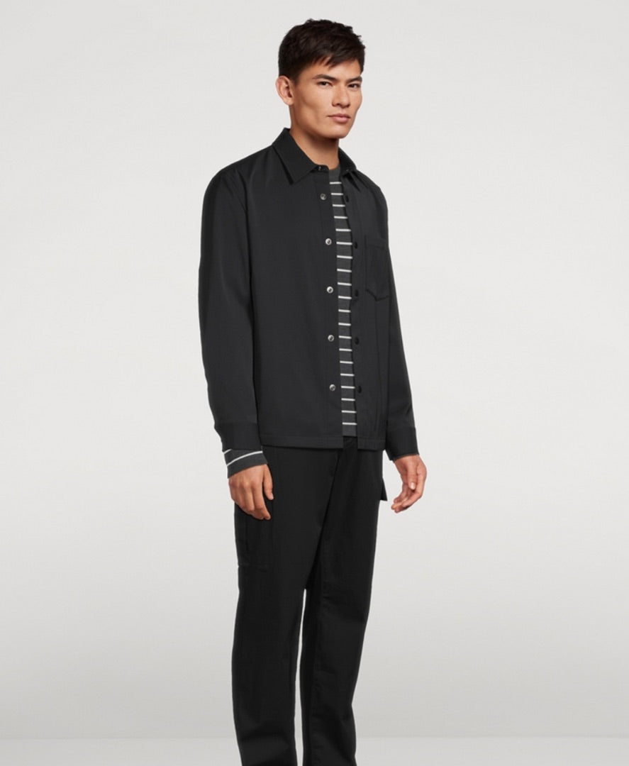 THEORY black button up nylon shirt/jacket, NWT neoteric snap overshirt