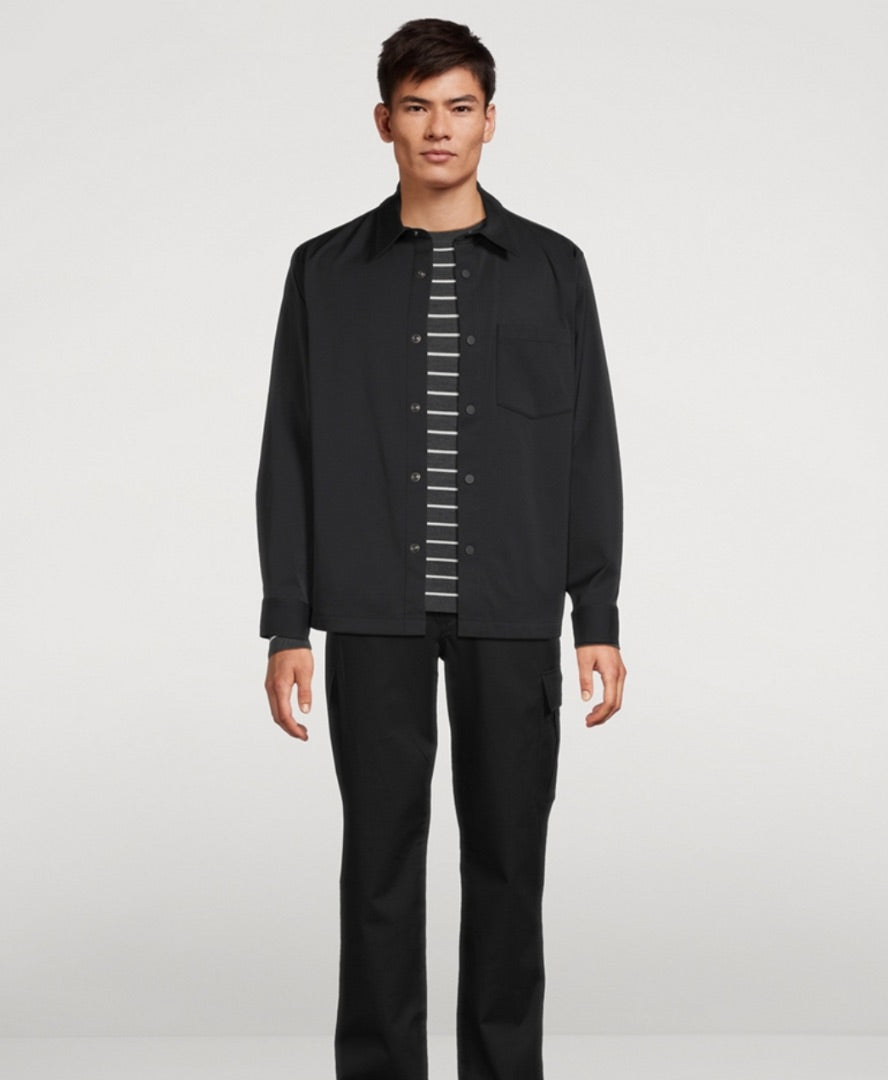 THEORY black button up nylon shirt/jacket, NWT neoteric snap overshirt