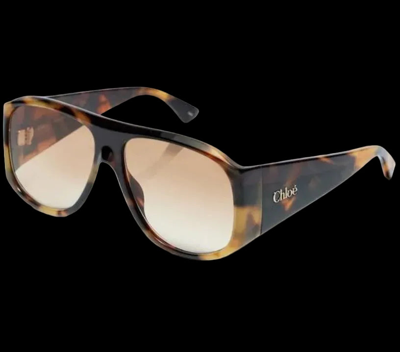 CHLOE brown tort oversized logo sunglasses
