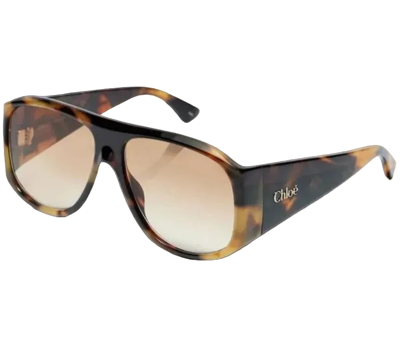 CHLOE brown tort oversized logo sunglasses