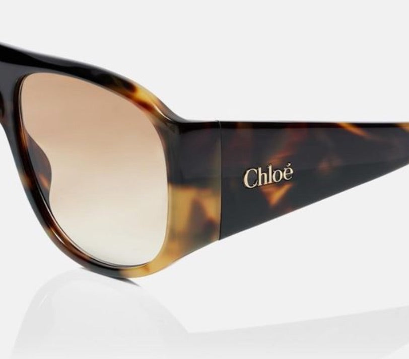 CHLOE brown tort oversized logo sunglasses
