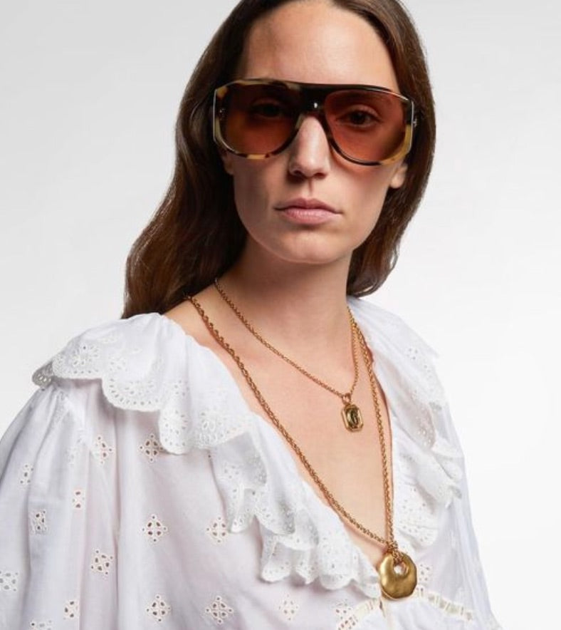 CHLOE brown tort oversized logo sunglasses