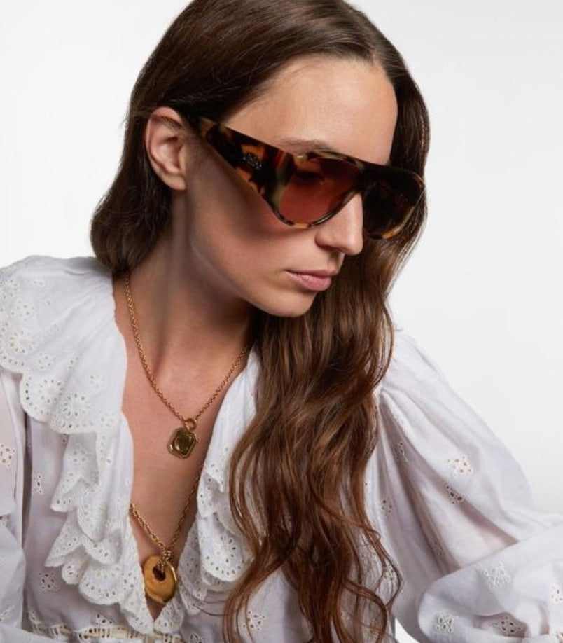 CHLOE brown tort oversized logo sunglasses