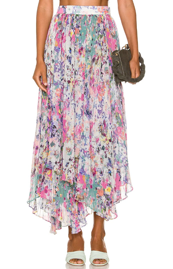 ROCOCO SAND pink, purple, green iridescent ruffle dress
