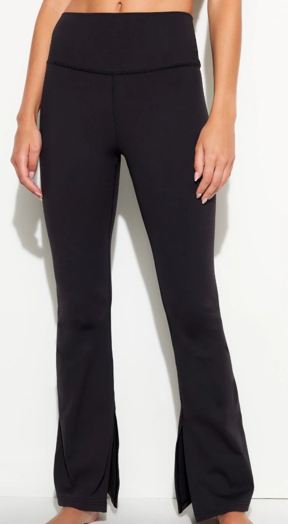 Spiritual Gangster Olympia High Waist Slit Pant, Black, S, Small