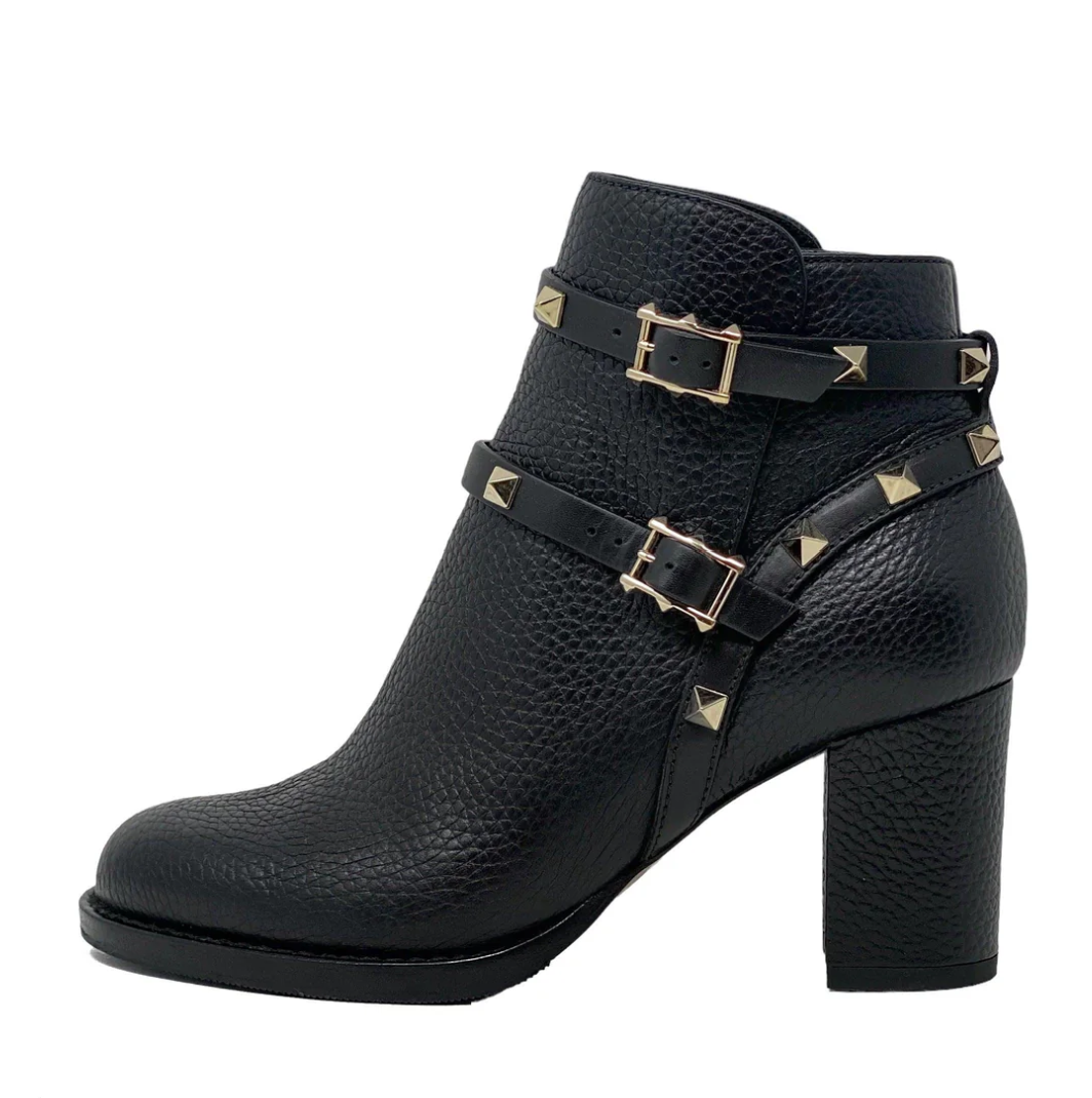 Valentino Black Rockstud Ankle Boots