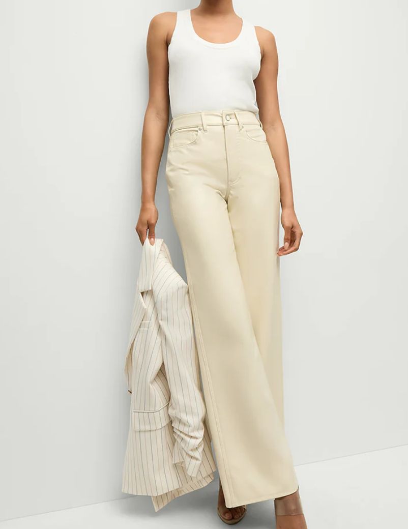 Veronica Beard Taylor Vegan Leather Wide-Leg Pant