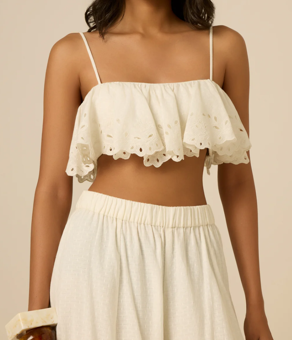 HERMANT & NANDITA Kori Ruffle Neck Bustier Top, S