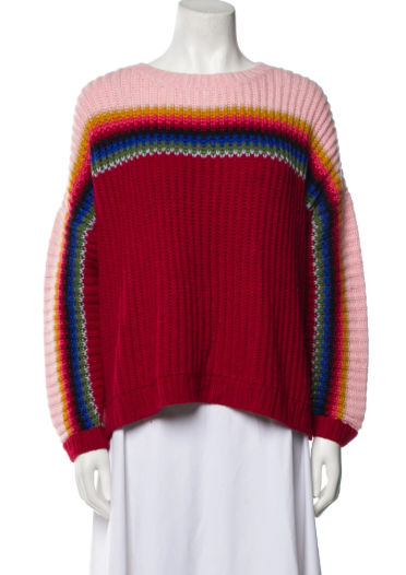 XIRENA Striped Bateau Neckline Sweater- Pink & Red Multi