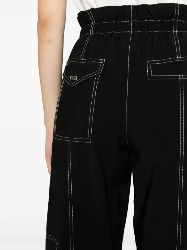Ganni Black Contrast Stitch Cargo Pants