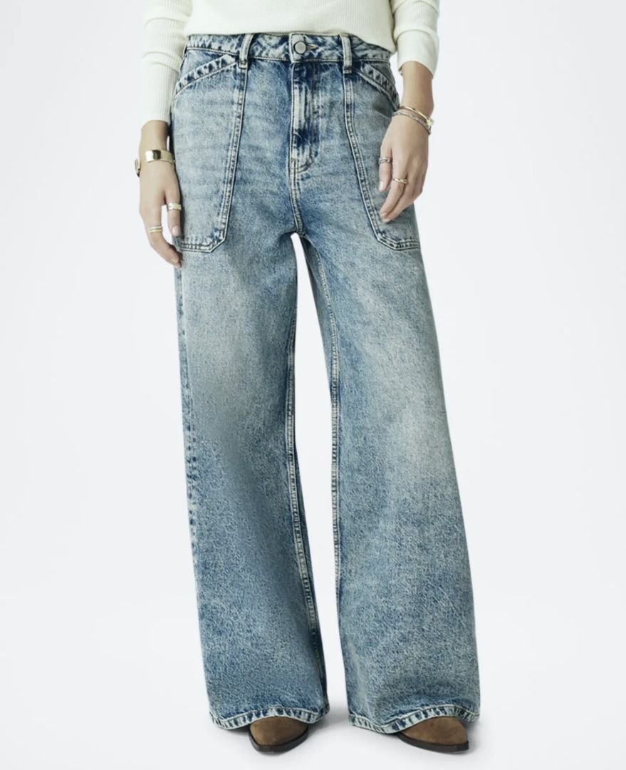 BA&SH Wide Leg Acid Wash Jeans